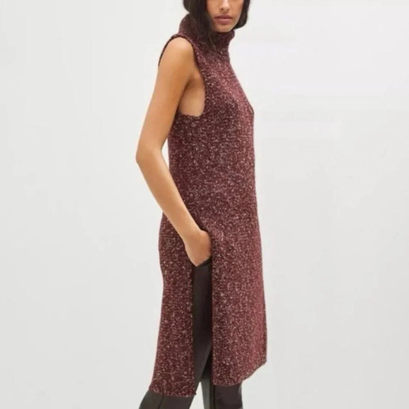 Anthropologie | New Maxi cowl/turtleneck Long tunic sweater Women’s size XS wine - Picture 1 of 13